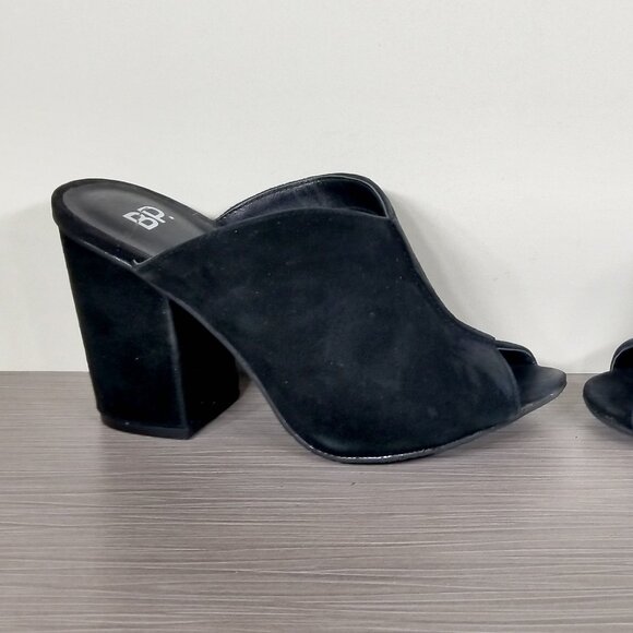 BP. Block Heel Peep-Toe Mules, Black Suede, Womens Size 5.5 M - Picture 7 of 12